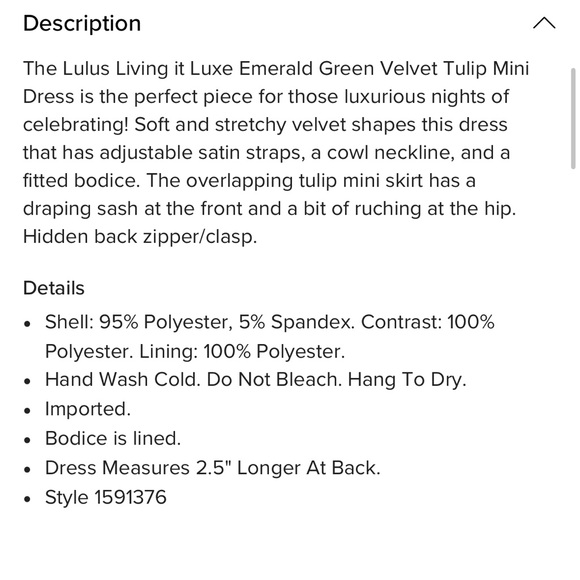 NWT Living it Luxe Emerald Green Velvet Tulip Mini Dress - Picture 5 of 5